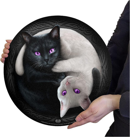 Spiral - Yin Yang Cats - Glass Chopping Board (Circular) - L