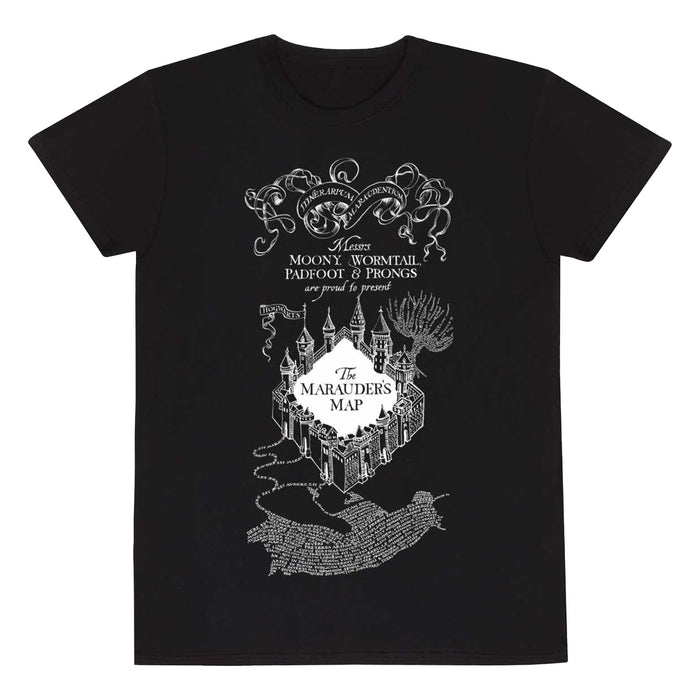 Harry Potter - Marauders Map (Unisex Black T-Shirt) Ex Large
