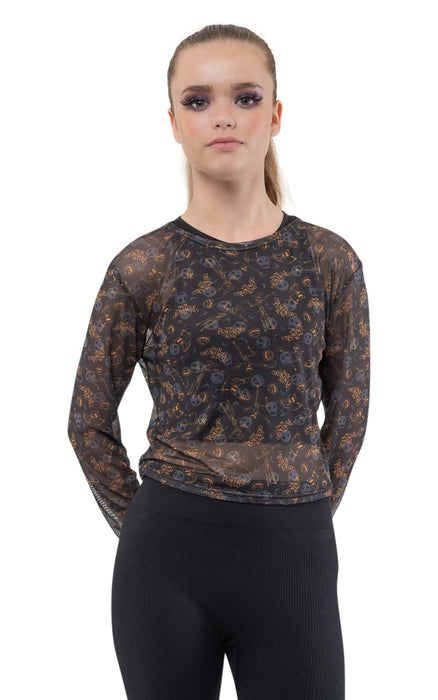 Heroes Inc. Nightmare Before Christmas Mesh Top Pumpkin King Print Cropped Girls Womens