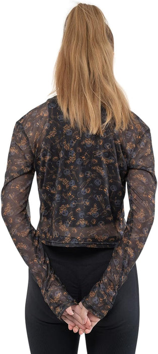Heroes Inc. Nightmare Before Christmas Mesh Top Pumpkin King Print Cropped Girls Womens