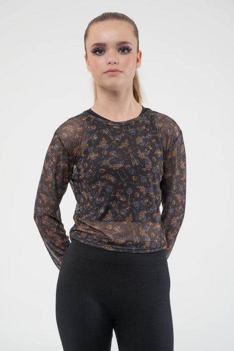 Heroes Inc. Nightmare Before Christmas Mesh Top Pumpkin King Print Cropped Girls Womens