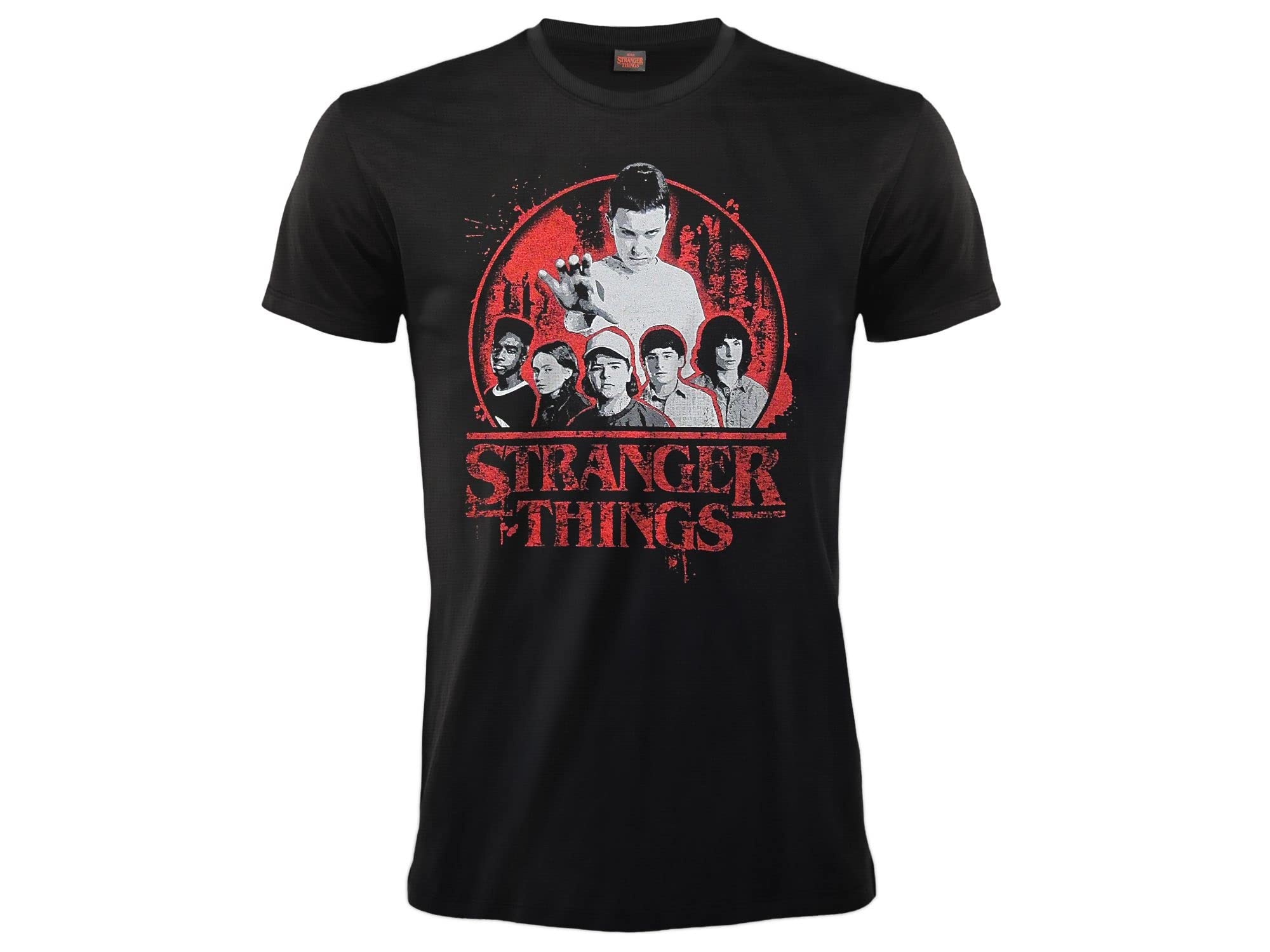Fashion UK Unisex Camiseta Unisex para AdultoStranger Things Short Sleeve T-Shirt, Noir