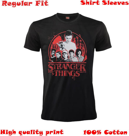 Fashion UK Unisex Camiseta Unisex para AdultoStranger Things Short Sleeve T-Shirt, Noir