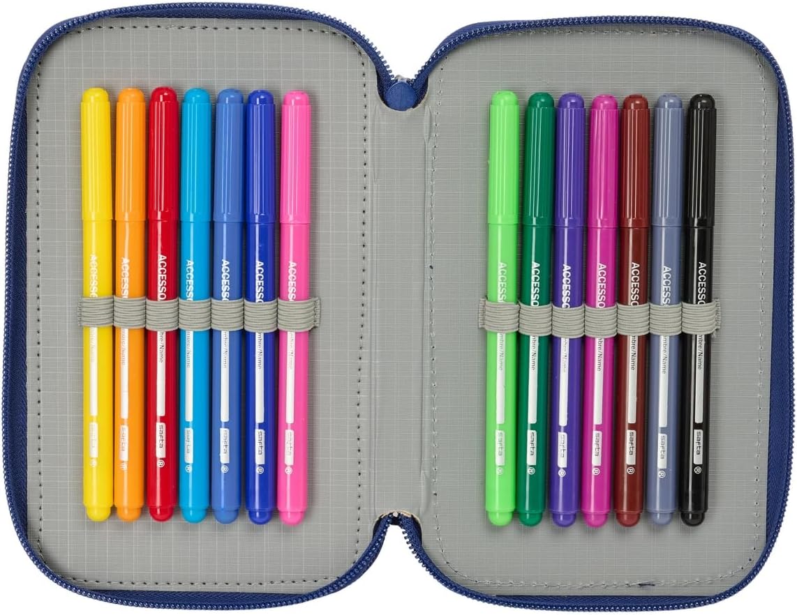Safta F.C. BARCELONA NAVY BLUE – Children's School Pencil Case, Pencil Case with Colours, with 29 Tools Included, Ideal for Children from 5 to 14 Years, Comfortable and Versatile, Quality and