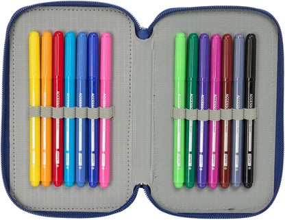 Safta F.C. BARCELONA NAVY BLUE – Children's School Pencil Case, Pencil Case with Colours, with 29 Tools Included, Ideal for Children from 5 to 14 Years, Comfortable and Versatile, Quality and