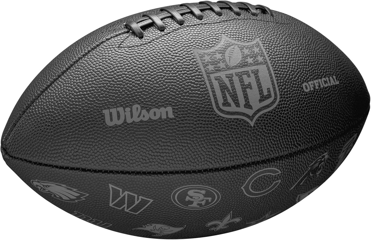 Wilson Pallone da Football NFL 32 Team, Con Camera D'Aria Con Blocco A Pressione, Allacciatura Classica, Look Elegante, Realizzato Con Materiali Robusti, Colore: Nero, Taglia Ufficiale