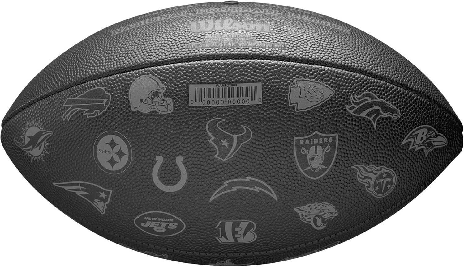Wilson Pallone da Football NFL 32 Team, Con Camera D'Aria Con Blocco A Pressione, Allacciatura Classica, Look Elegante, Realizzato Con Materiali Robusti, Colore: Nero, Taglia Ufficiale