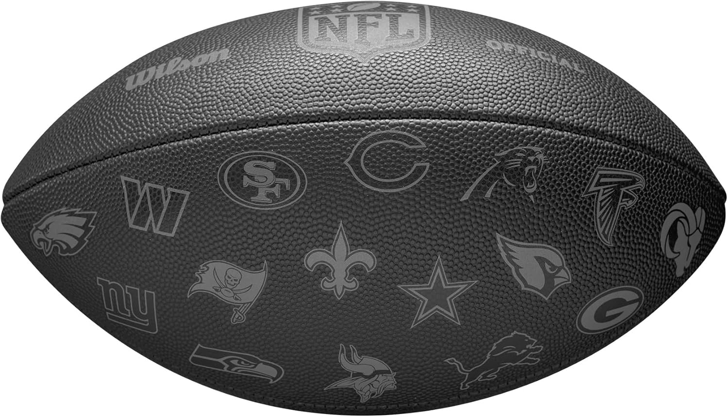 Wilson Pallone da Football NFL 32 Team, Con Camera D'Aria Con Blocco A Pressione, Allacciatura Classica, Look Elegante, Realizzato Con Materiali Robusti, Colore: Nero, Taglia Ufficiale