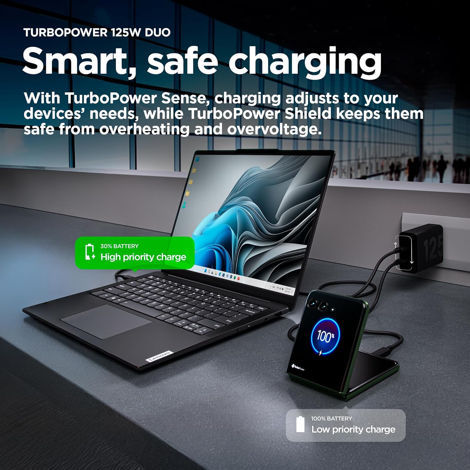 Moto UK Charger -Dual port 125w