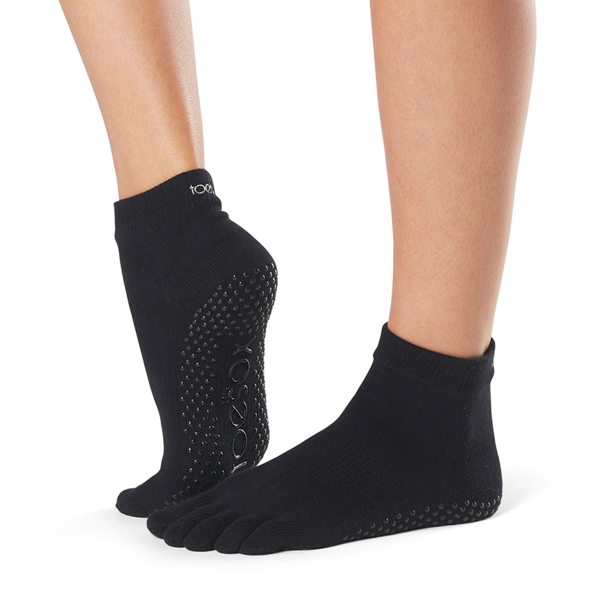 Toesox Full Toe Ankle Non Slip Socks Medium 6-8.5 Black Medium 6-8.5 Black