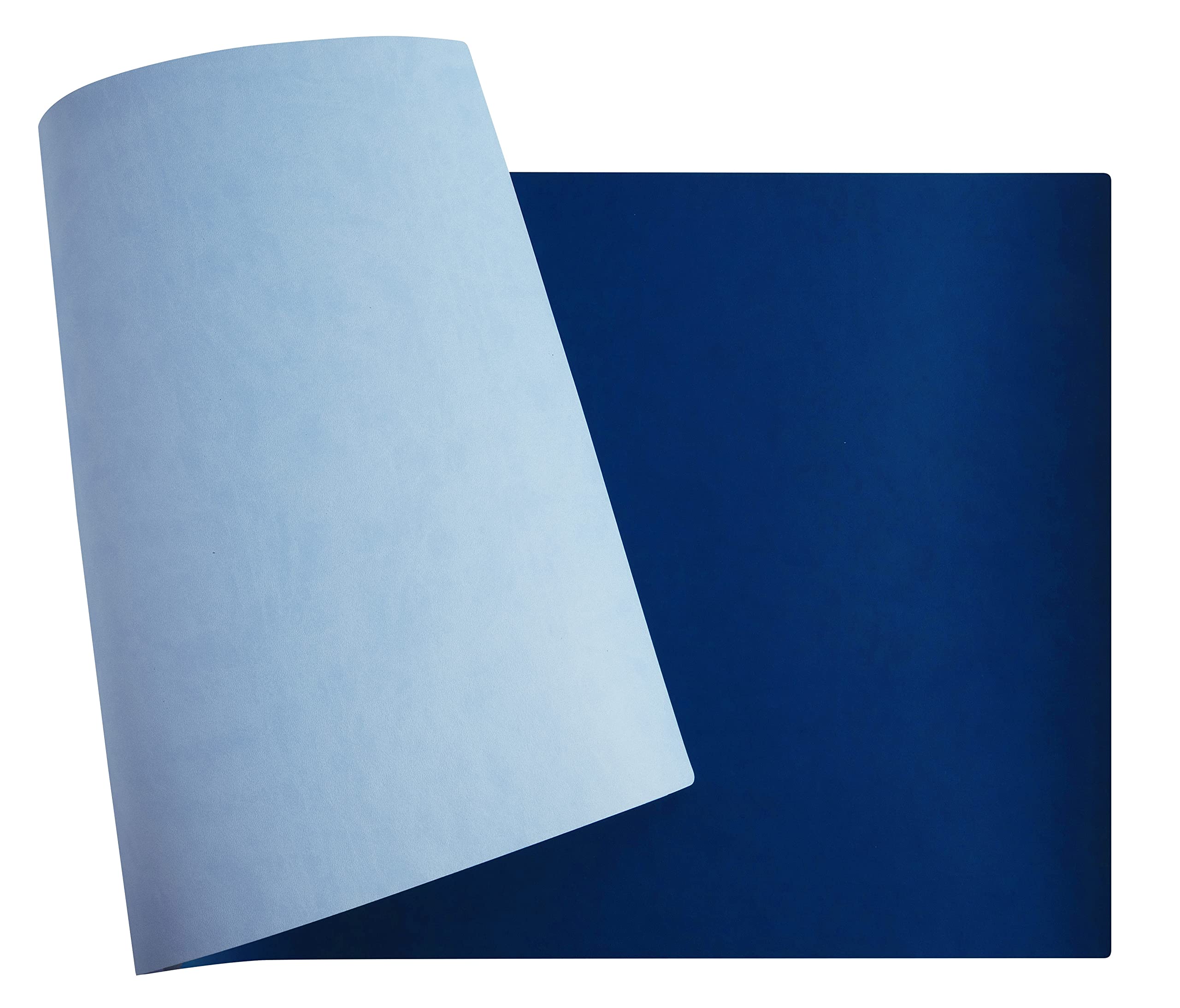 Exacompta - Ref. 29146E - 1 Protector suave para el hogar - de piel sintética bicolor - suave y resistente, alfombrilla de ratón - 40 x 80 cm - color marino/cielo - se entrega enrollado
