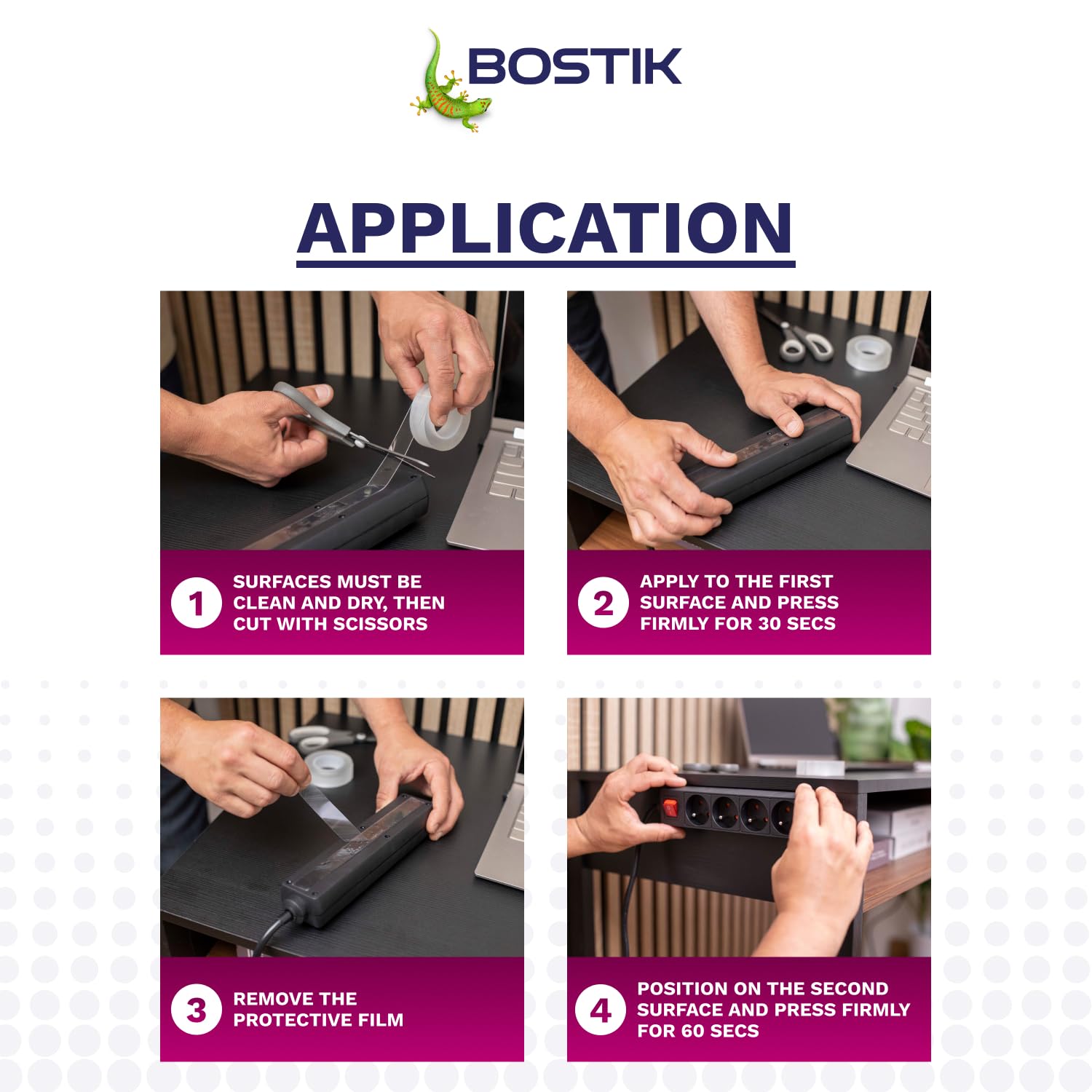 Bostik | Miracle Mounting Tape | Clear | Ultra Strong, Double-Sided Mounting Tape | Washable & Reusable | Supports 1kg per 20cm | 19mm x 1.5m Roll