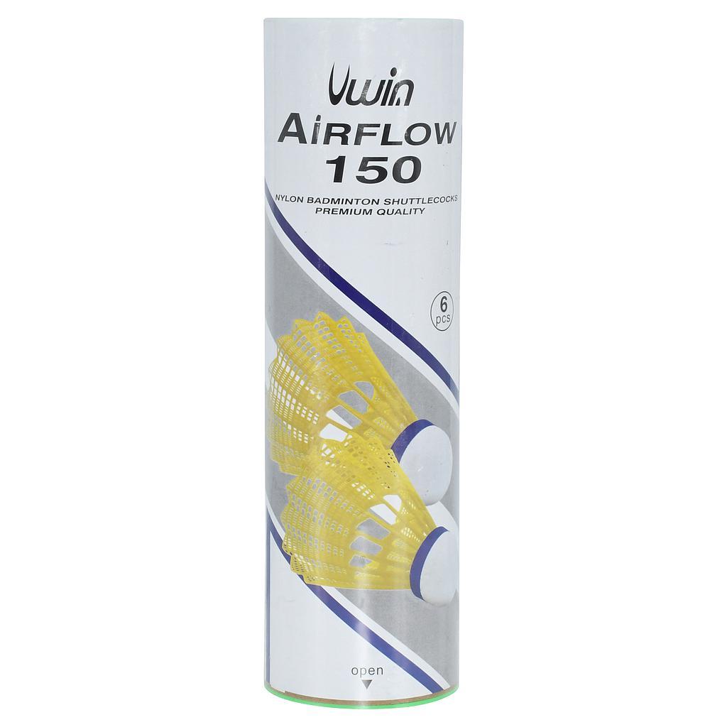 Uwin Airflow 150 Badminton Shuttlecocks (Tube of 6) Medium Yellow Medium Yellow