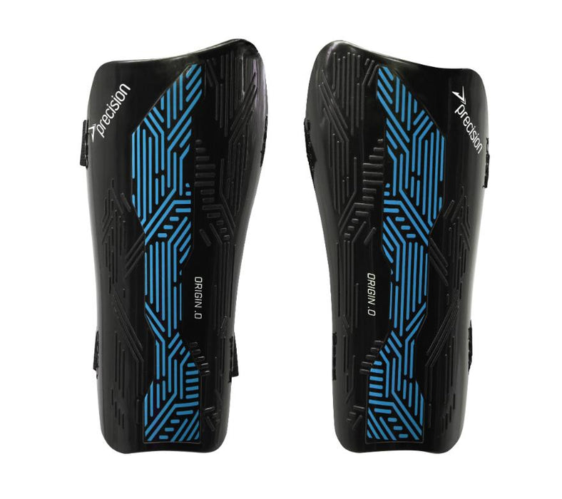 Precision Origin.0 Strap Shin Guards Large Black/Cyan Large Black/Cyan