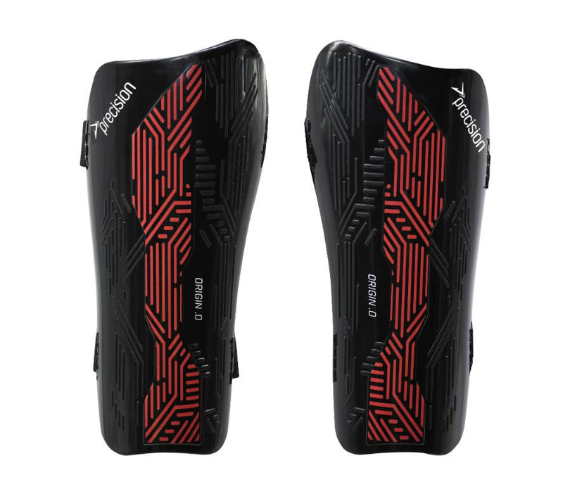 Precision Origin.0 Strap Shin Guards Large Black/Red Large Black/Red