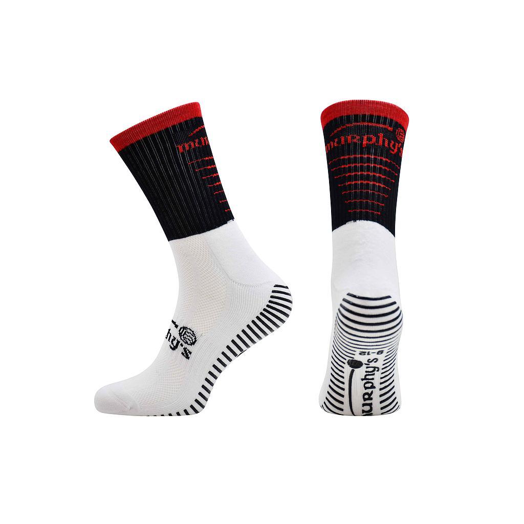 Murphy's Pro Mid Grip Socks Junior 3-5 Black/Red 3-5 Black/Red