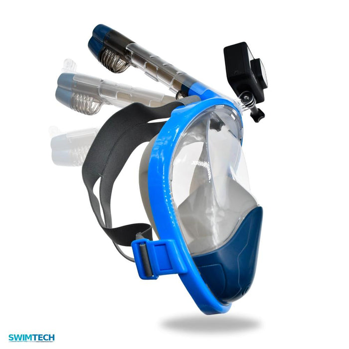 SwimTech Full Face Snorkel Mask - Adults L/XL Blue/Grey L/XL Blue/Grey