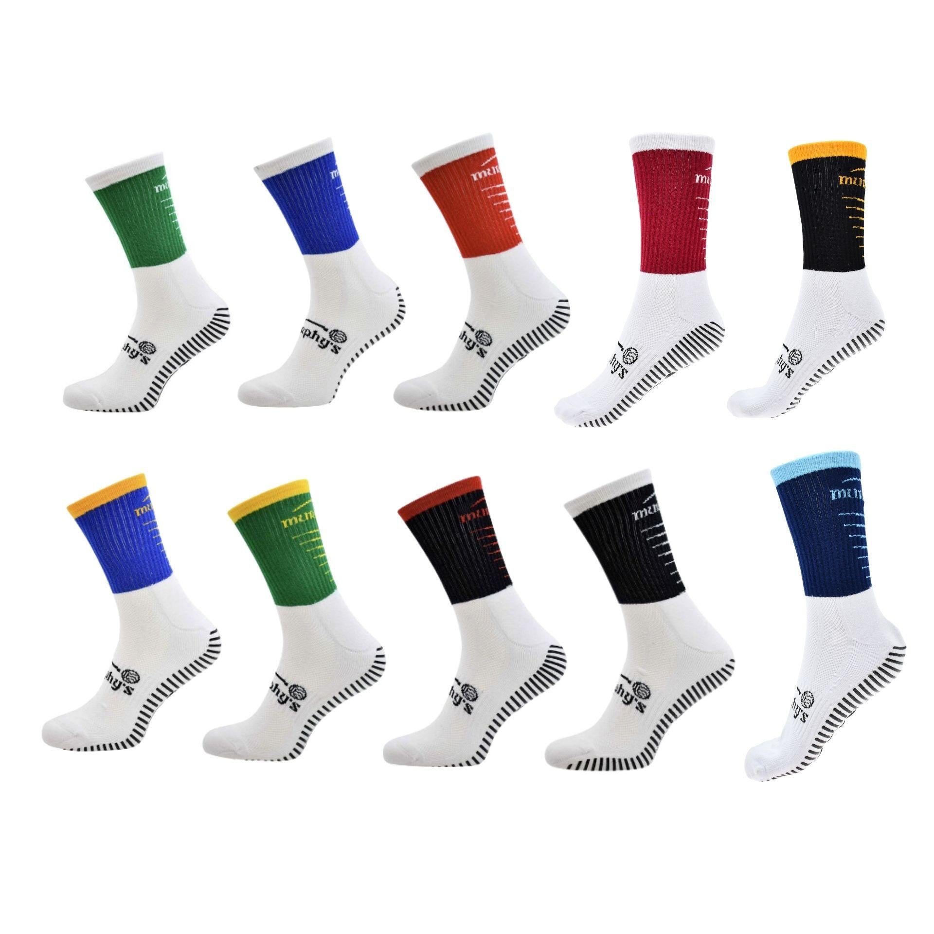 Murphy's Pro Mid Grip Socks Junior 3-5 Maroon/White 3-5 Maroon/White