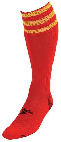 Precision 3 Stripe Pro Football Socks Junior J12-2 Red/Yellow J12-2 Red/Yellow