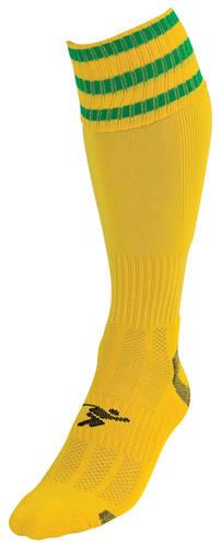 Precision 3 Stripe Pro Football Socks Junior J12-2 Yellow/Green J12-2 Yellow/Green