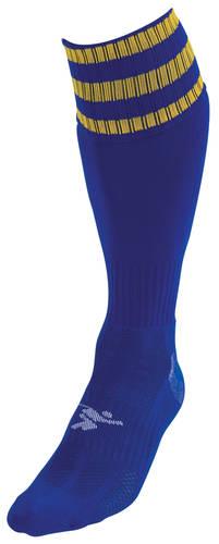 Precision 3 Stripe Pro Football Socks Junior 3-6 Royal/Gold 3-6 Royal/Gold