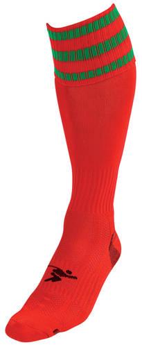 Precision 3 Stripe Pro Football Socks Junior 3-6 Red/Green 3-6 Red/Green