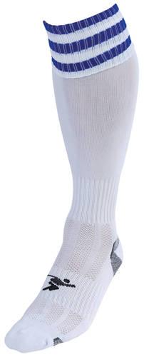 Precision 3 Stripe Pro Football Socks Junior 3-6 White/Royal 3-6 White/Royal