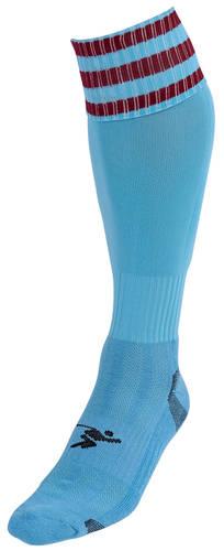 Precision 3 Stripe Pro Football Socks Adult 7-11 Sky/Maroon 7-11 Sky/Maroon