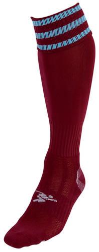 Precision 3 Stripe Pro Football Socks Adult 7-11 Maroon/Sky 7-11 Maroon/Sky