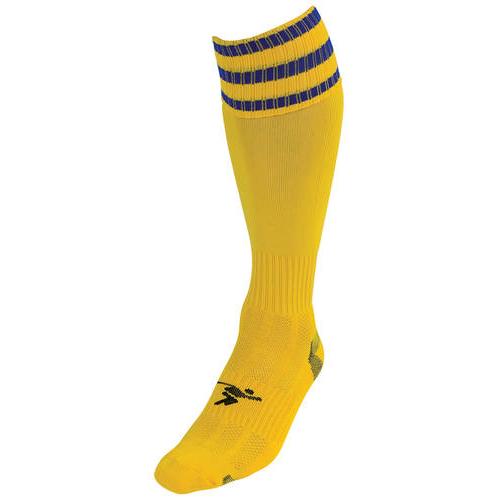 Precision 3 Stripe Pro Football Socks Adult 7-11 Yellow/Royal 7-11 Yellow/Royal