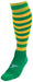Precision Hooped Pro Football Socks Junior J12-2 Green/Gold J12-2 Green/Gold