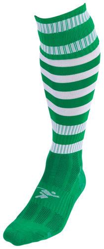 Precision Hooped Pro Football Socks Junior J12-2 Green/White J12-2 Green/White