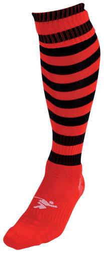 Precision Hooped Pro Football Socks Junior J12-2 Red/Black J12-2 Red/Black