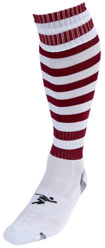 Precision Hooped Pro Football Socks Junior 3-6 White/Maroon 3-6 White/Maroon