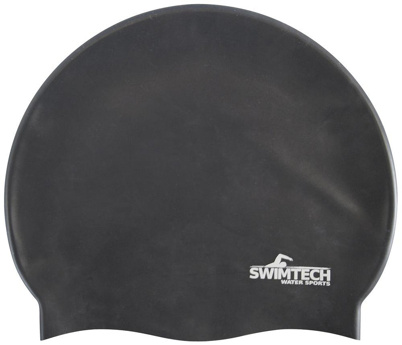 SwimTech Silicone Swim Cap Black Black