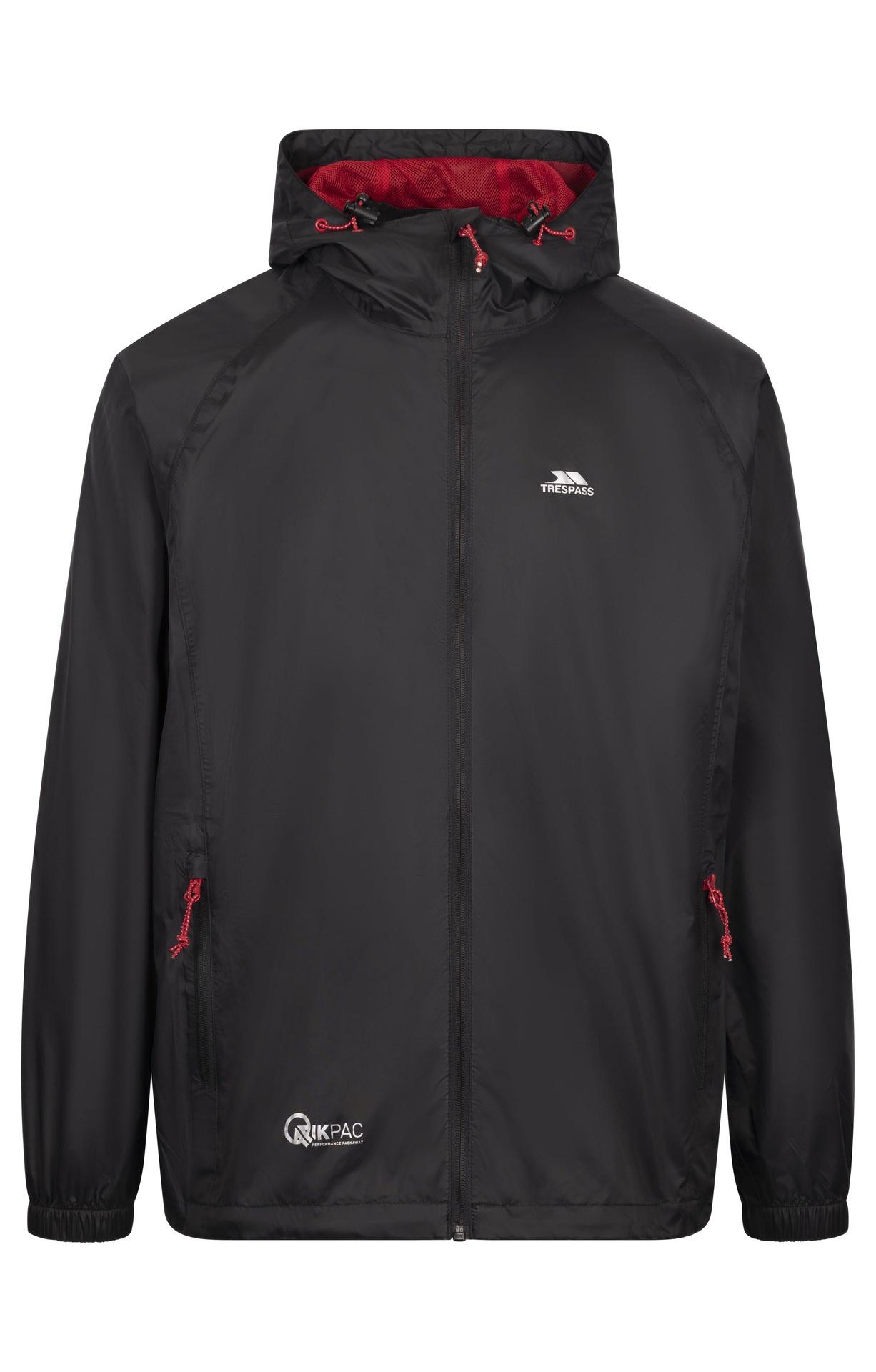 Trespass Qikpac Waterproof Jacket Medium Black/Red Medium Black/Red