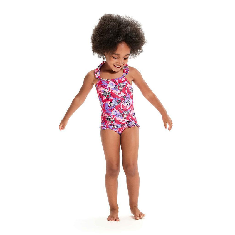 Speedo LTS Printed Frill Thinstrap Infants Swimsuit 2 Years Pink/Purple 2 Years Pink/Purple