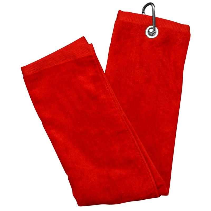 Longridge Blank Luxury 3 Fold Golf Towel Red Red