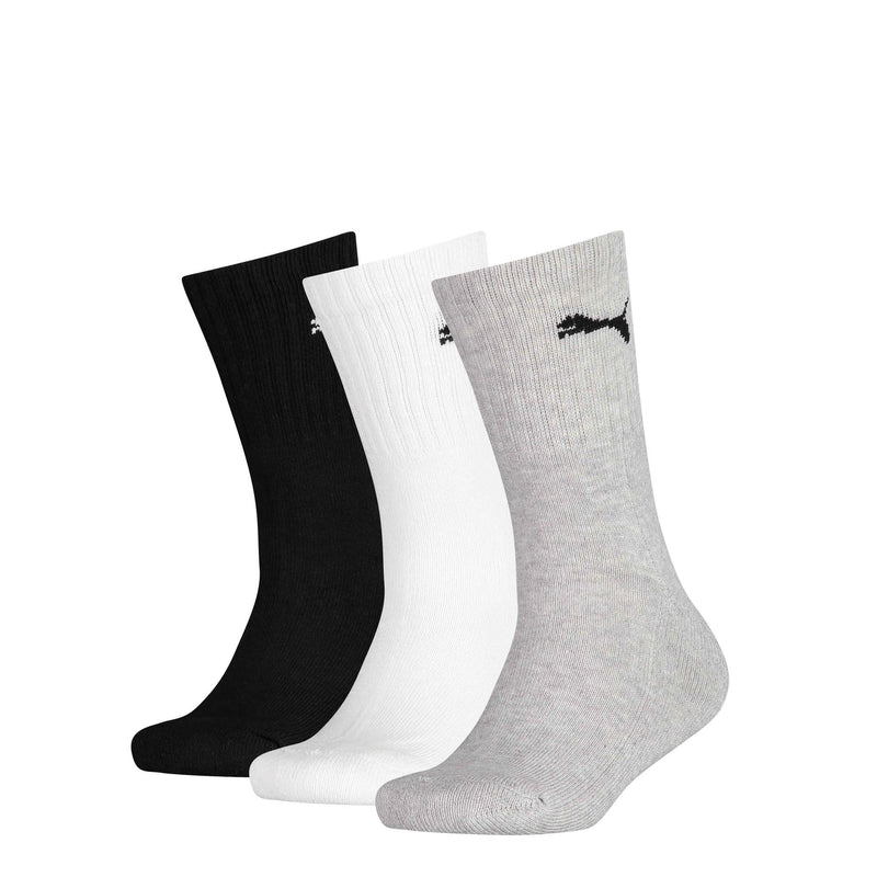 Puma Crew Socks Junior (3 Pairs) J9-J11.5 Black/White/Grey J9-J11.5 Black/White/Grey
