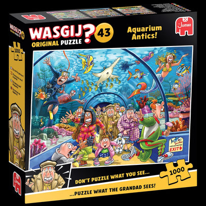 Wasgij Original 43, Aquarium Antics - Unique 1000 Piece Jigsaw Puzzle for Adults - Colourful, Puzzling, Challenging & Brainteasing Adult Jigsaws - 100% Recycled Cardboard 1000Pc Puzzles - Jumbo