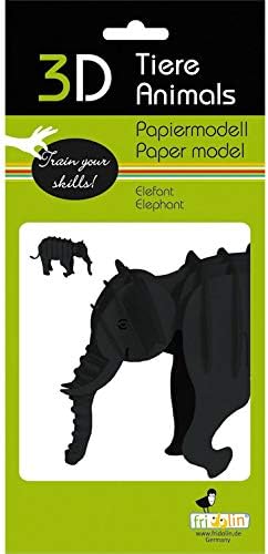 Fridolin GmbH 3D Papiermodell - Elefant, b/h/t: ca. 11 × 11 × 7 cm (montiert
