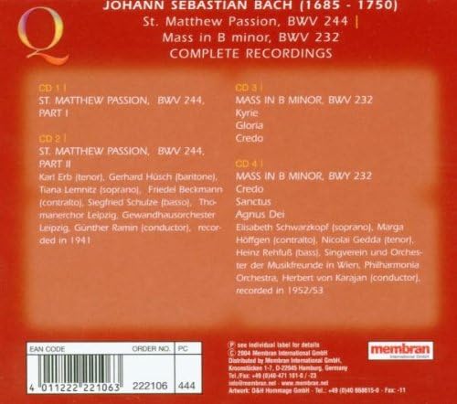 St. Matthew Passion Bwv 244 / Mass In B Minor Bwv 232