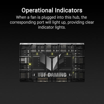 ASUS TUF Gaming ARGB PWM Fan Hub (6x Ports for PWM Case Fan and ARGB Control, 2x SATA Power Ports, Synchronises Cooling and Light Effects, Magnetic Mount, Power Indicator