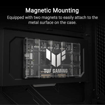 ASUS TUF Gaming ARGB PWM Fan Hub (6x Ports for PWM Case Fan and ARGB Control, 2x SATA Power Ports, Synchronises Cooling and Light Effects, Magnetic Mount, Power Indicator