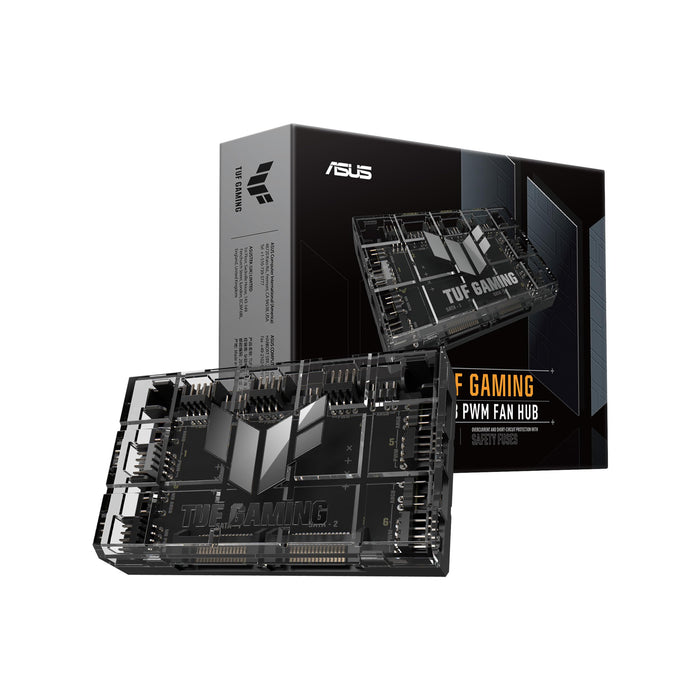 ASUS TUF Gaming ARGB PWM Fan Hub (6x Ports for PWM Case Fan and ARGB Control, 2x SATA Power Ports, Synchronises Cooling and Light Effects, Magnetic Mount, Power Indicator