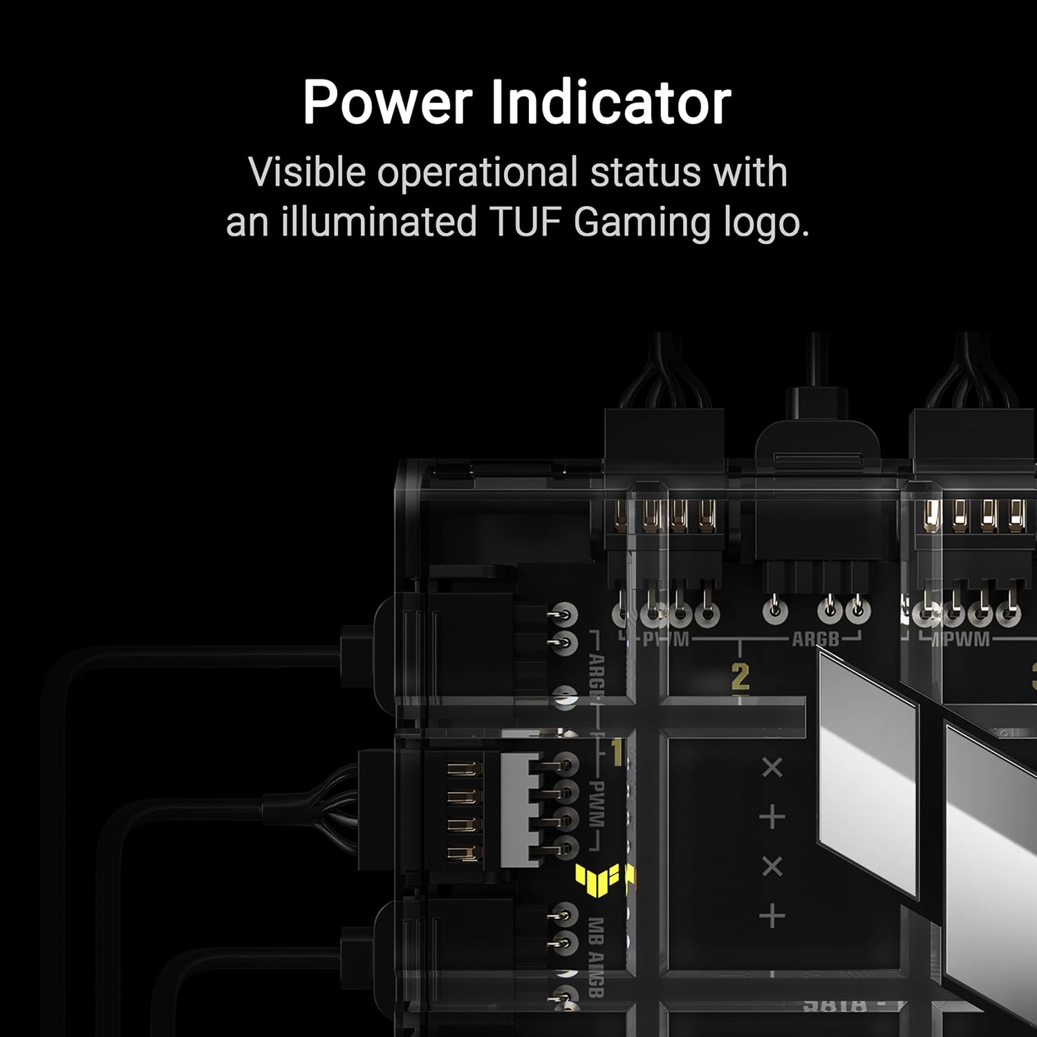 ASUS TUF Gaming ARGB PWM Fan Hub (6x Ports for PWM Case Fan and ARGB Control, 2x SATA Power Ports, Synchronises Cooling and Light Effects, Magnetic Mount, Power Indicator
