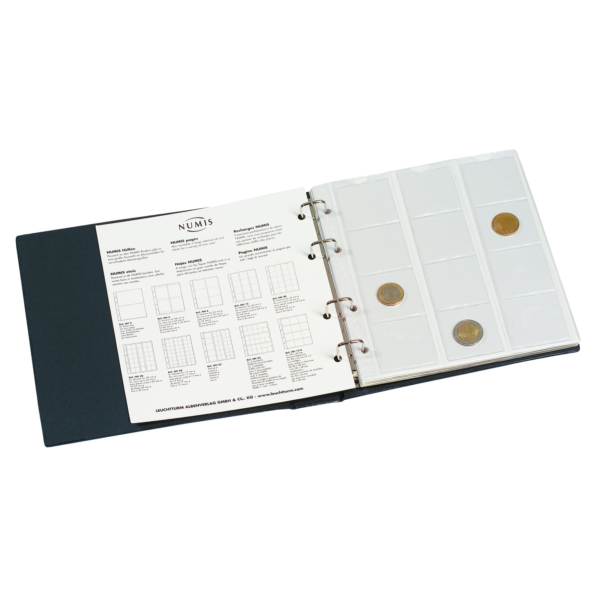Leuchtturm - Numis Coin Album, with 5 Pocket Sheets, Blue