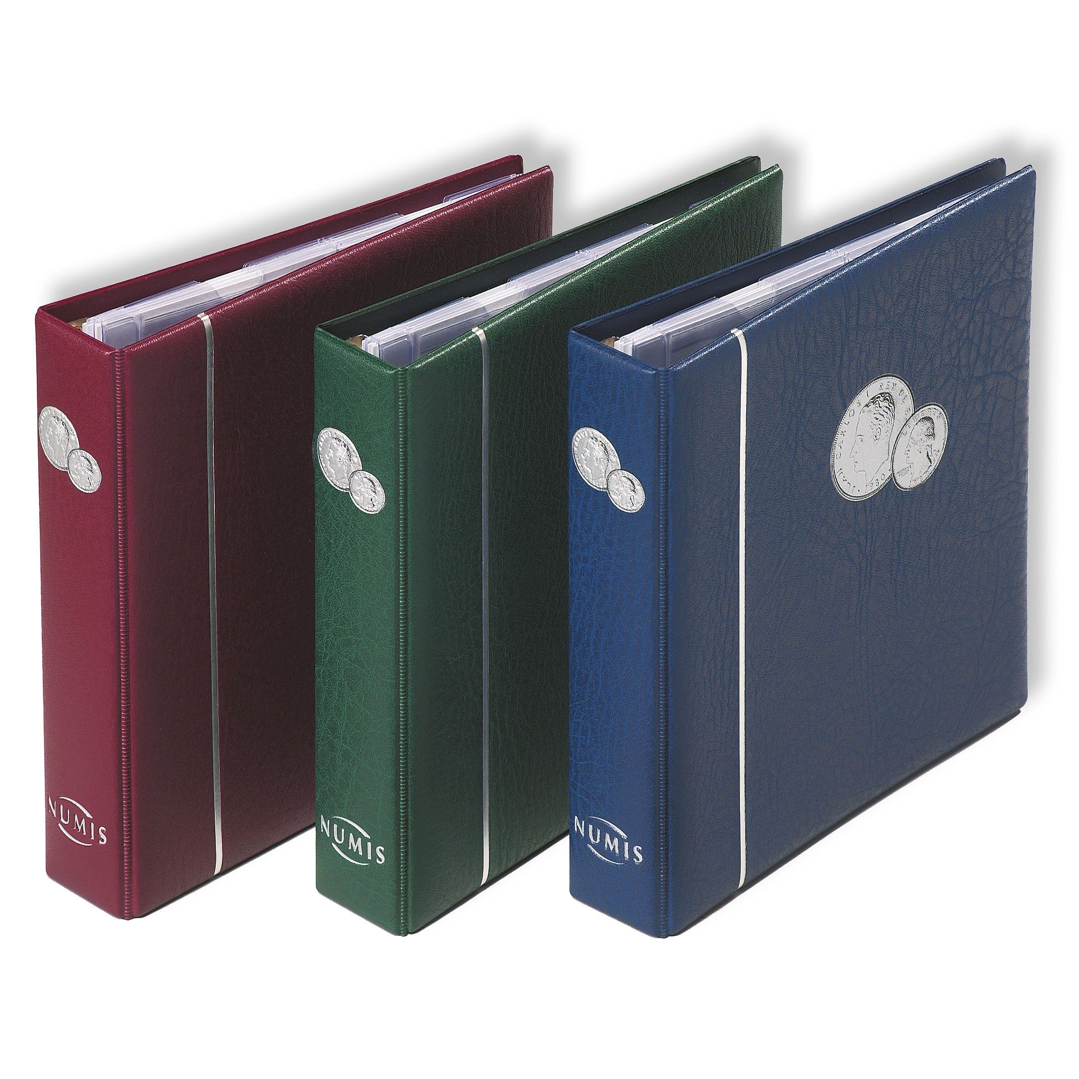 Leuchtturm 310704 Münzalbum Numis - 5 Hüllen für verschieden große Münzen mit 44, 34, 25, 17 mm Durchmesser - rot