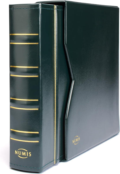 Numis Coin Album, Classic Design with Slipcase Incl. 5 Different Pockets, Green