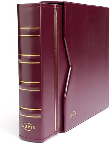 Leuchtturm 327836 Münzalbum Numis Classic - inkl. Schutzkassette & 5 Hüllen für Münzen mit Ø 44, 34, 25, 17 mm - rot